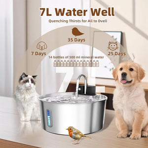 Mello Paws 7L Stainless Steel Pet Water Fountain